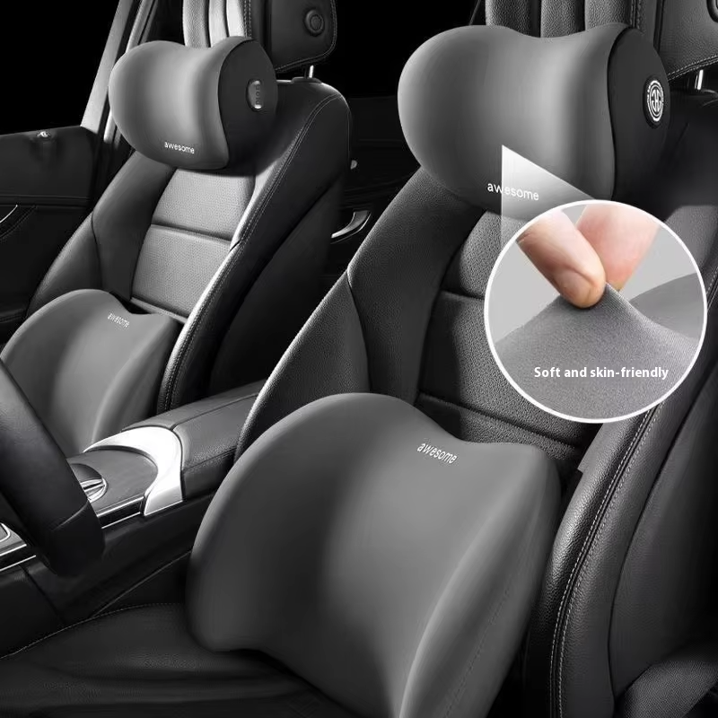 Car headrest and waist support set