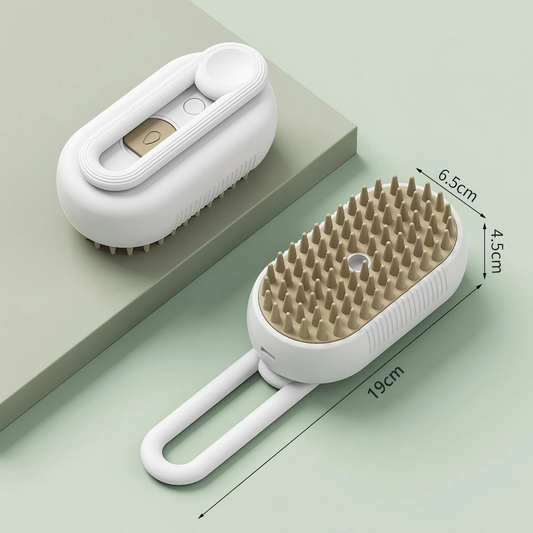 Multifunctional 3-In-1 ABS Soft Rubber Cat Grooming Steamer Brush Rotating Pet Hair Removal Spray Massage Comb Self-Cleaning