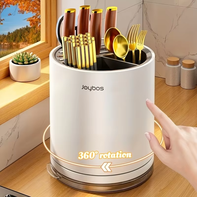 JOYBOS 360-degree rotating silicone kitchen countertop utensil storage rack