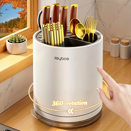 JOYBOS 360-degree rotating silicone kitchen countertop utensil storage rack