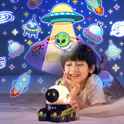 Frunild 2025 New Robot Tank LED Starry Sky Projector Mini Music Box Night Light®