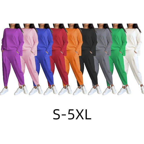 🔥Hot Sale🔥Women Autumn Chic Casual Round Neck Long Sleeve Two Piece Suit