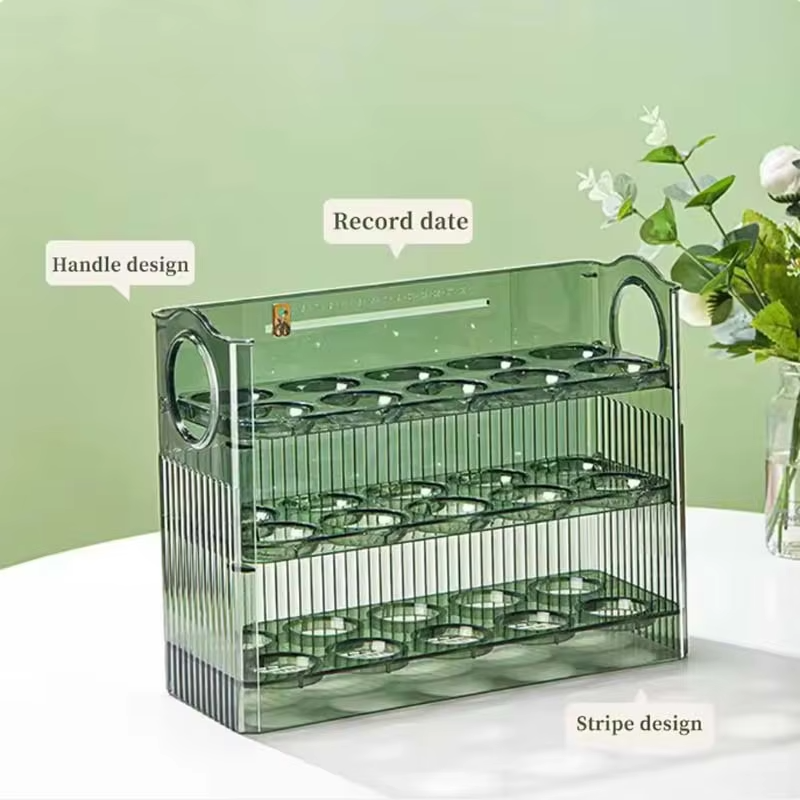 Fresh-Keeper PET Plastic Egg Storage Box Injection-Technics Refrigerator Organizer Food Container Kitchen Storage Tray Dispenser