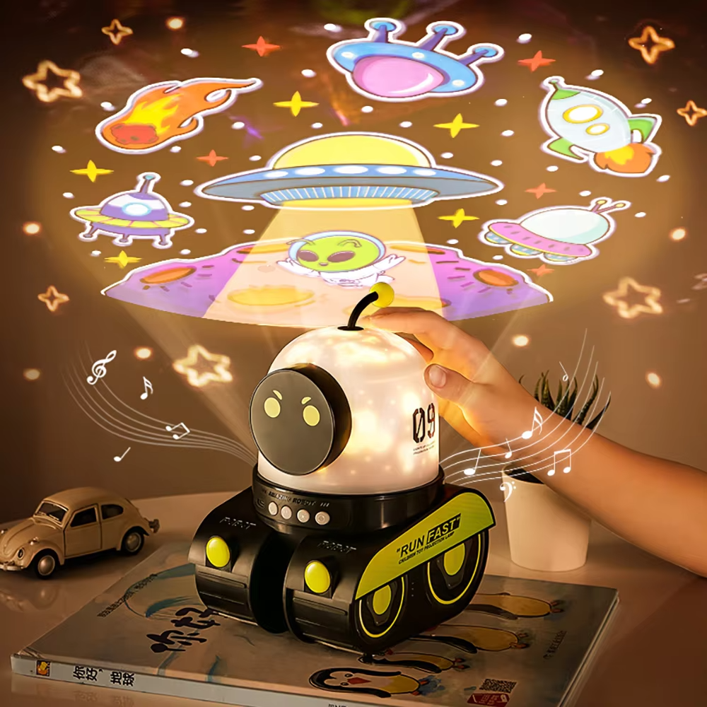 Frunild 2025 New Robot Tank LED Starry Sky Projector Mini Music Box Night Light®