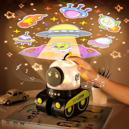 Frunild 2025 New Robot Tank LED Starry Sky Projector Mini Music Box Night Light®
