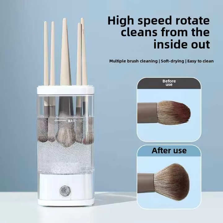 Automatic Electric Makeup Brush Cleaner Machine Plastic Storage Box Organizer Bucket Lazy Sponge Powder Puff Cake Cleaning Tool