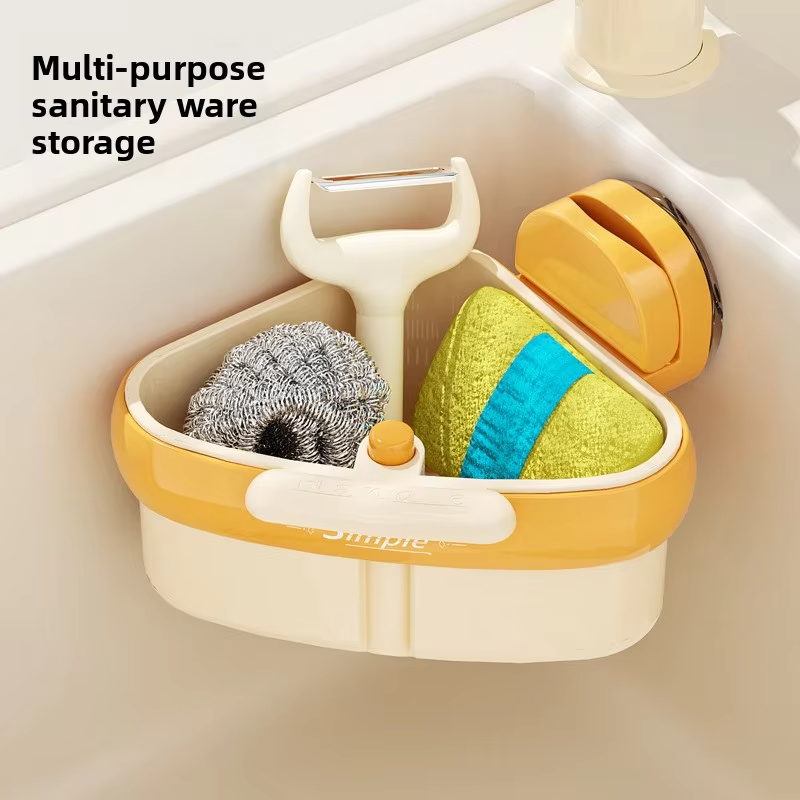 Triangular sink storage rack, food waste basket