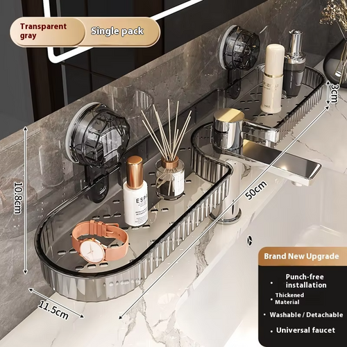 Popular transparent suction cup wall-mounted faucet storage rack