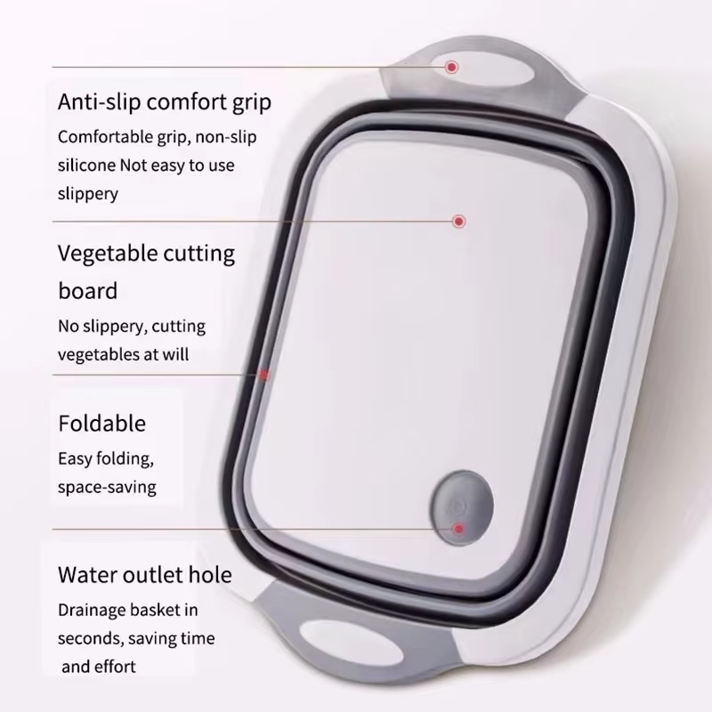 Kevin Foldable Cutting Board Household Folding Wash Basin Portable Sink Foot Bucket Washbasin Basin Silicone Cutting Board