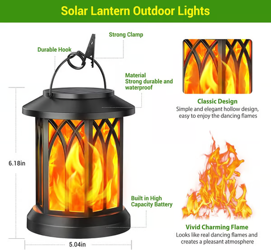 🏆Flash Sale⚡ 50K+ SOLD! Almost Gone-💥✨🔥 Upgraded Flickering Flame Solar Lantern Outdoor Waterproof Light