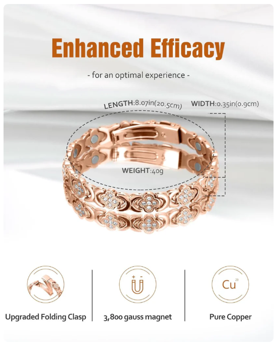 Diystar Copper Bracelets for Women. Pure Copper Magnetic Bracelet with 38oo Gauss Effective Magnets